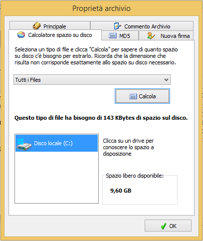 The disk space calculator lets you know if the destination folder has enough space on disk.