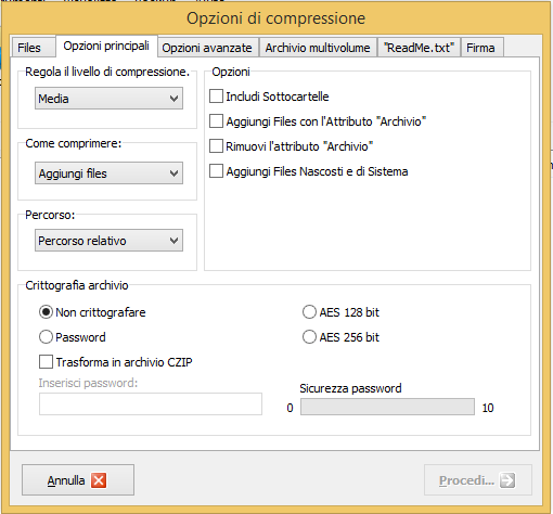 The compression dialog has a lot of options.