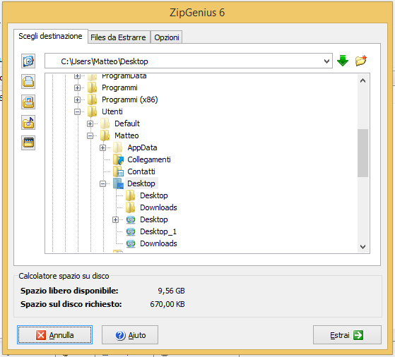 The extraction dialog.
