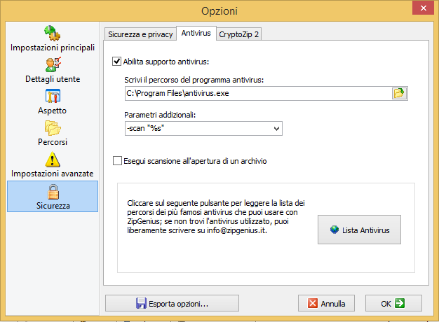ZipGenius can interoperate with your antivirus software.